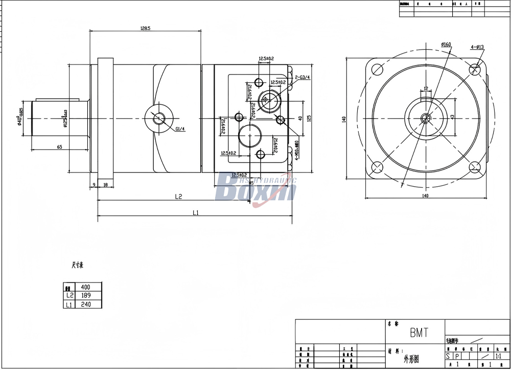 BMT400 400 cc/r 125 Lpm Hydraulic Motor drawing image
