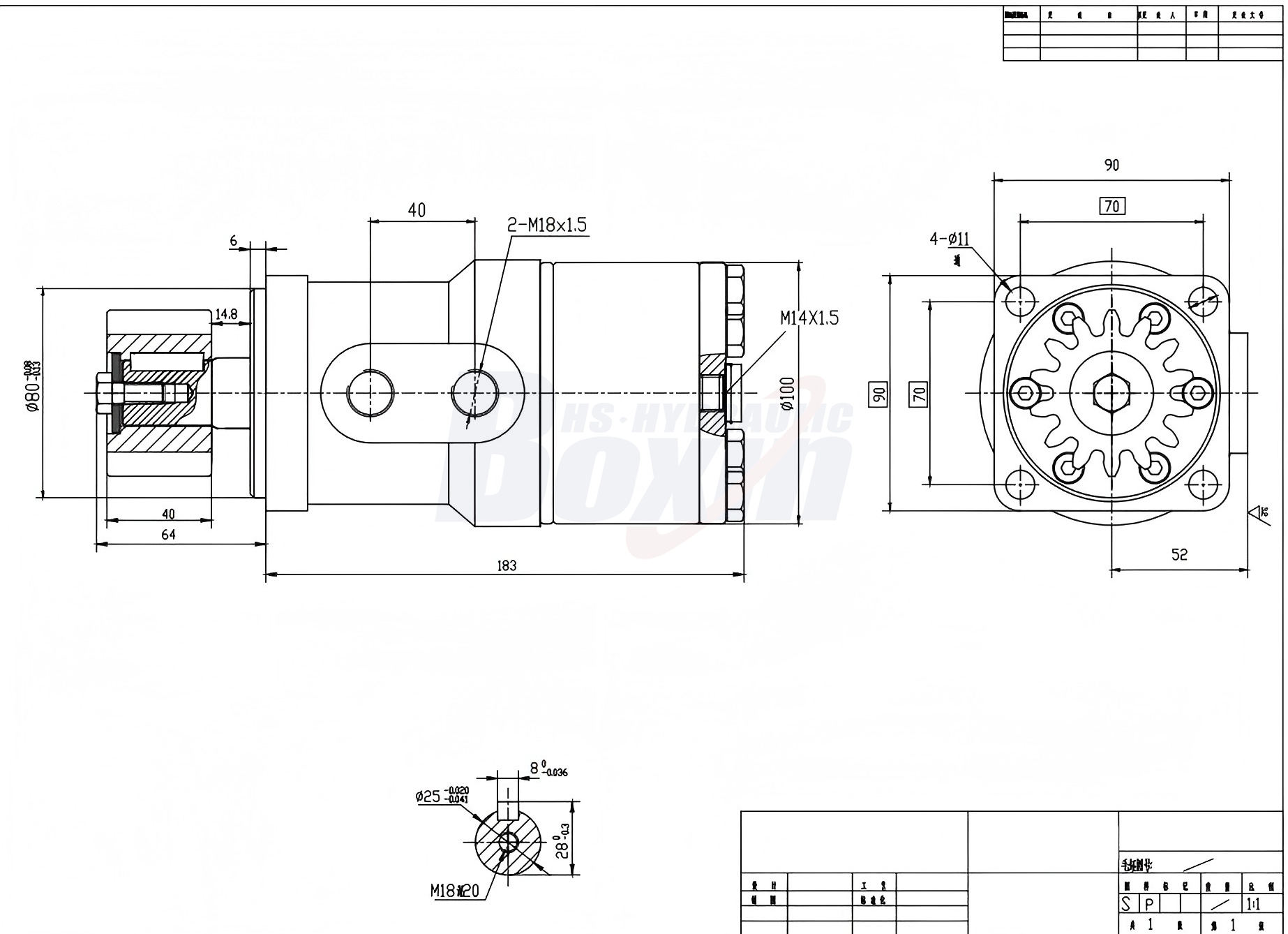 BMR_Cycloid Hydraulic Motor-2 63 cc/r 53 Lpm Hydraulic Motor drawing image