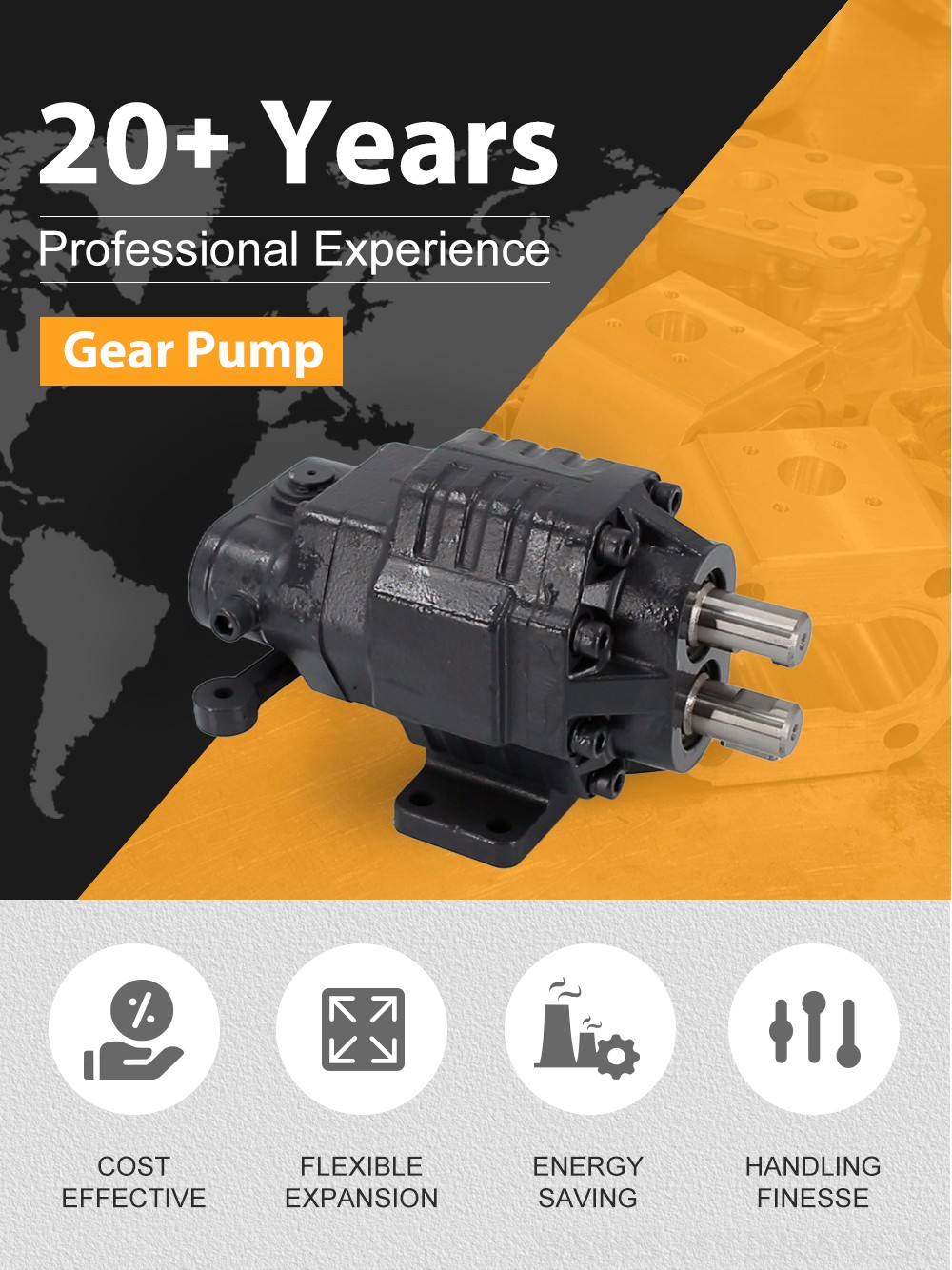 BF62M 63 cc/rev 20 MPa (2900 psi) Hydraulic Gear Pump detailed image