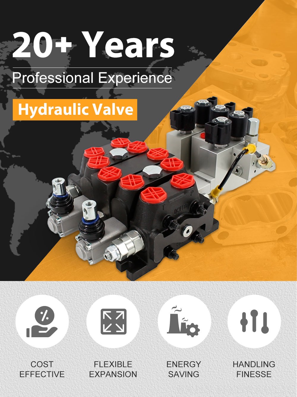 DCV100-OT-J-OT Electro-hydraulic 3 Spool Sectional Directional Valve detailed image
