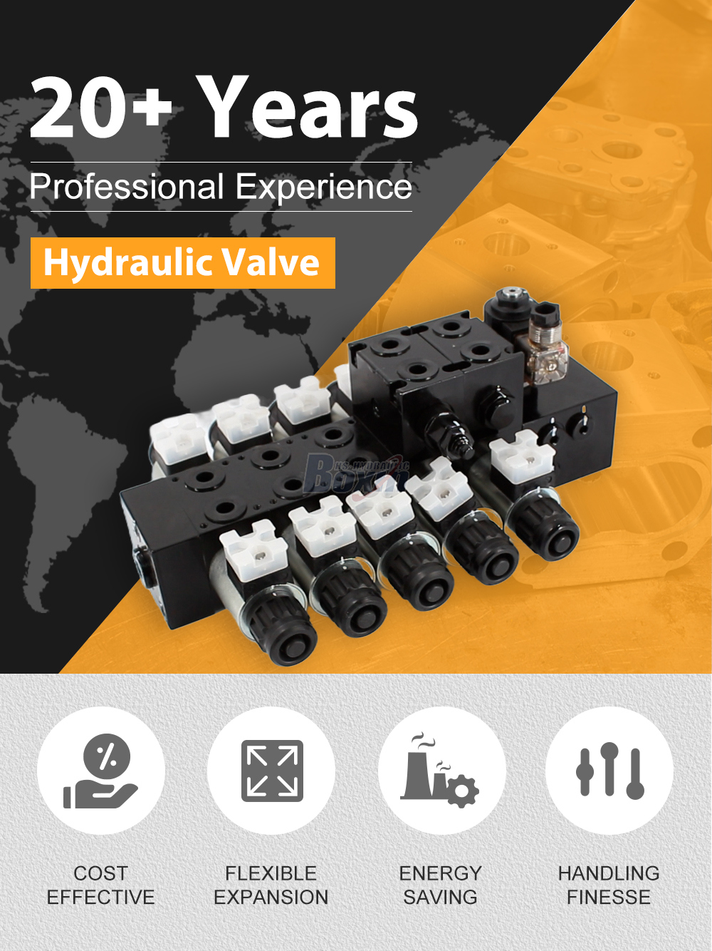 Industrial Grade DCV56-H 5 Spool Solenoid Operated Sectional Control Valve detailed image