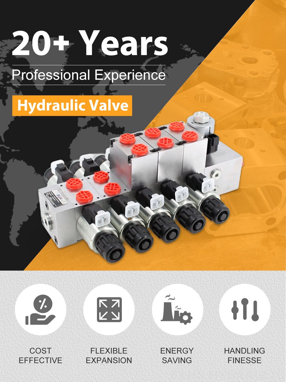 DCV56 Electric proportional 5 Spool Sectional Directional Valve detailed image
