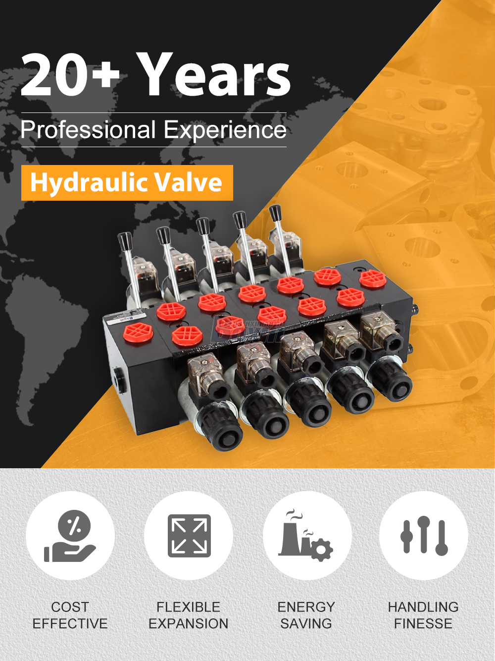 DCV58 Solenoid and Manual 5 Spool Sectional Directional Valve detailed image