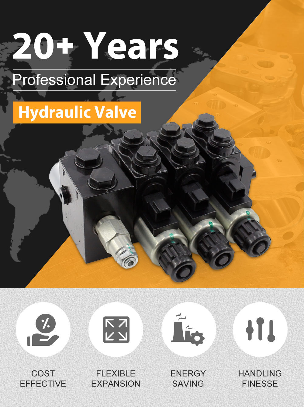 Hydraulic Joystick Control Valve Manual Solenoid Control Valve - HDCF50 Series | Wholesale & OEM detailed image