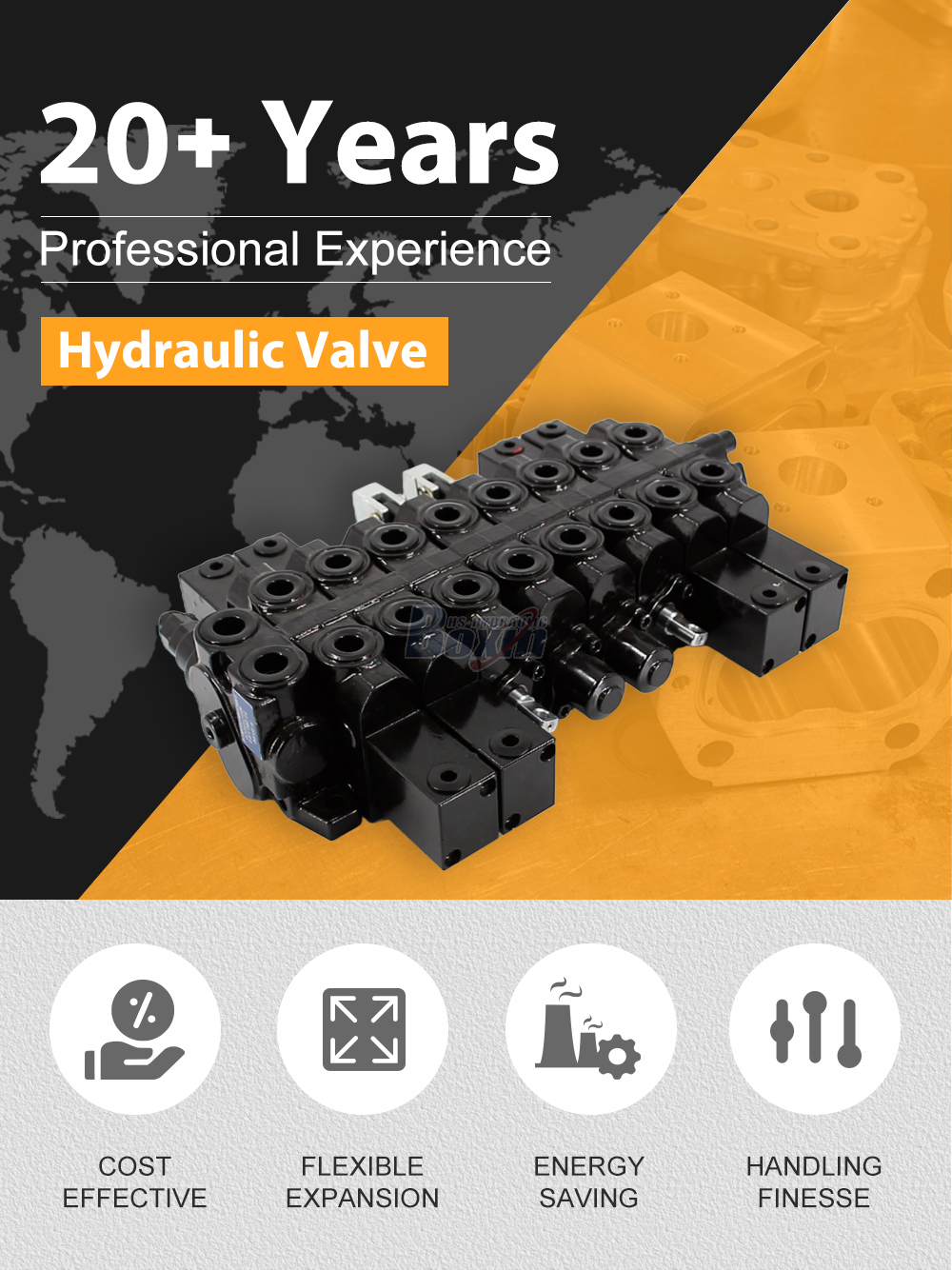 HSW50 Hydraulic and Manual 8 Spool Monoblock Directional Valve detailed image