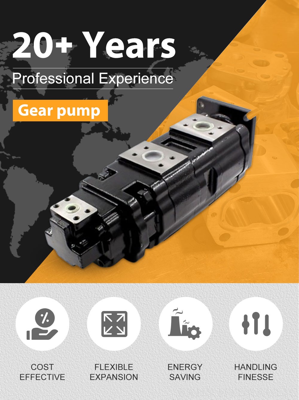 JHP2100-2080-1016 100 cc/rev Hydraulic Gear Pump detailed image