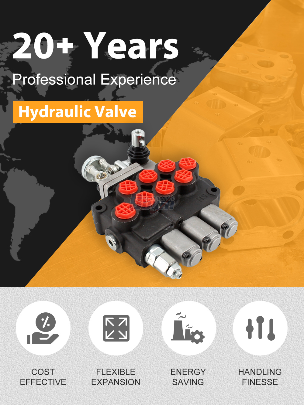 M45 Manual and Joystick 3 Spool Monoblock Directional Valve detailed image