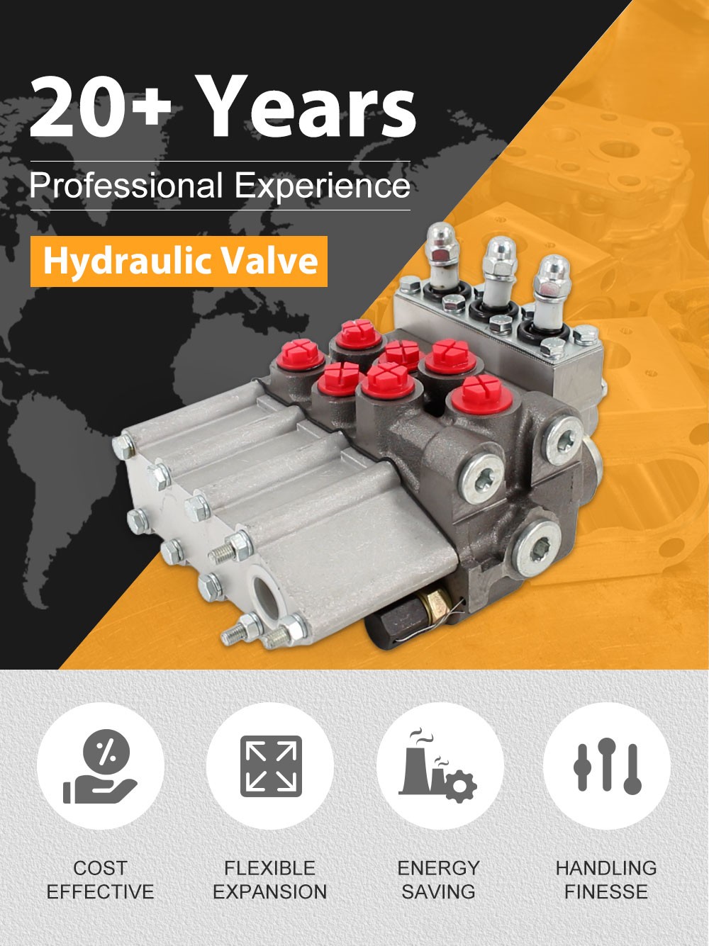MP80 Manual 3 Spool Hydraulic Distributor detailed image