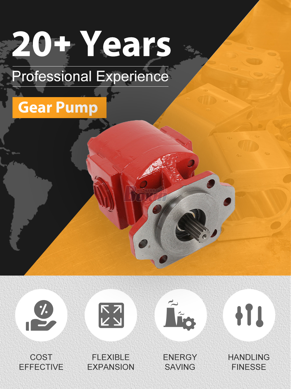 P21A646JEAL20-25-H 64.6 cc/rev 16 MPa (2320 psi) Hydraulic Gear Pump detailed image