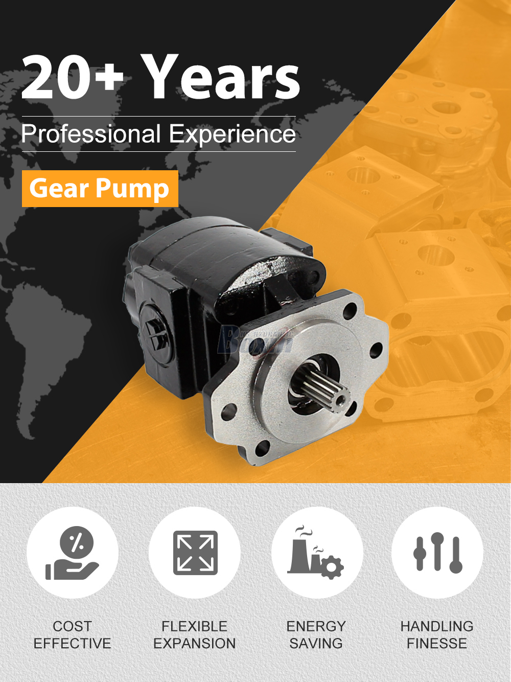 P21A646JEAL20-25 64.6 cc/rev 16 MPa (2320 psi) Hydraulic Gear Pump detailed image