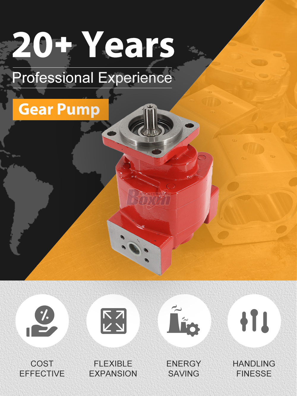 P350A542KEAB25-25R 104.5 cc/rev 22 MPa (3190 psi) Hydraulic Gear Pump detailed image