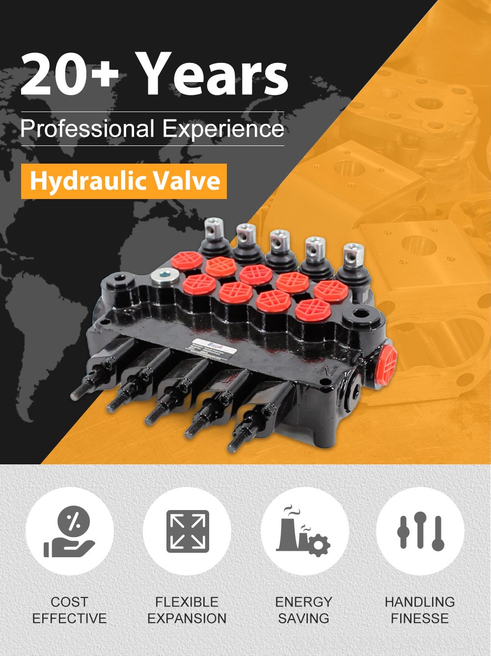 P80AZ Hydraulic and Manual 5 Spool Outrigger Control Valve detailed image