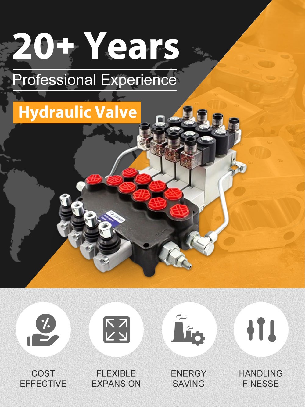 P80 Electro-hydraulic 4 Spool Monoblock Directional Valve detailed image