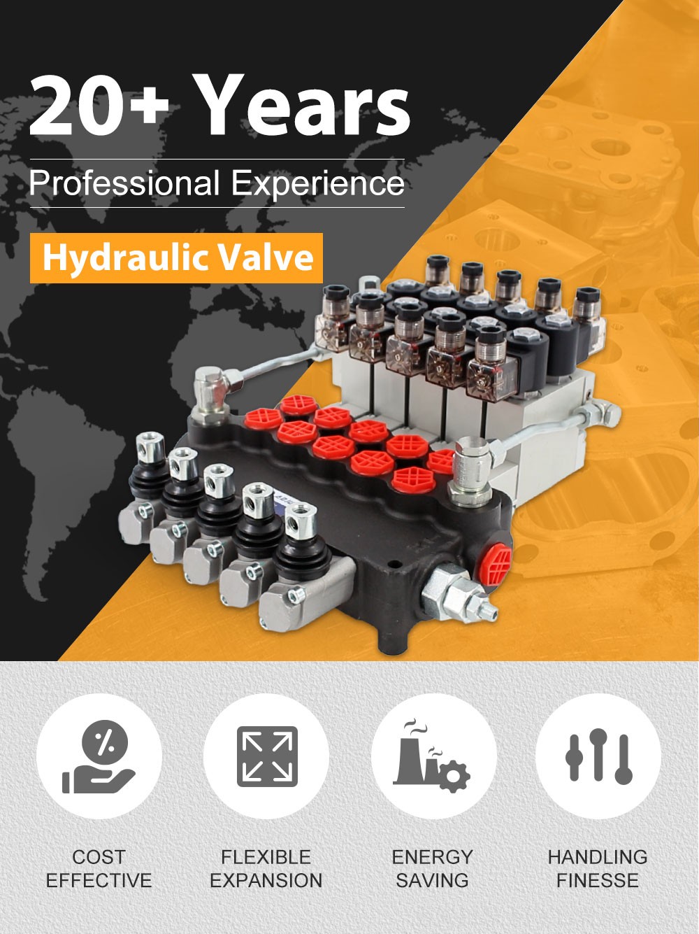 P80 Electro-hydraulic 5 Spool Monoblock Directional Valve detailed image