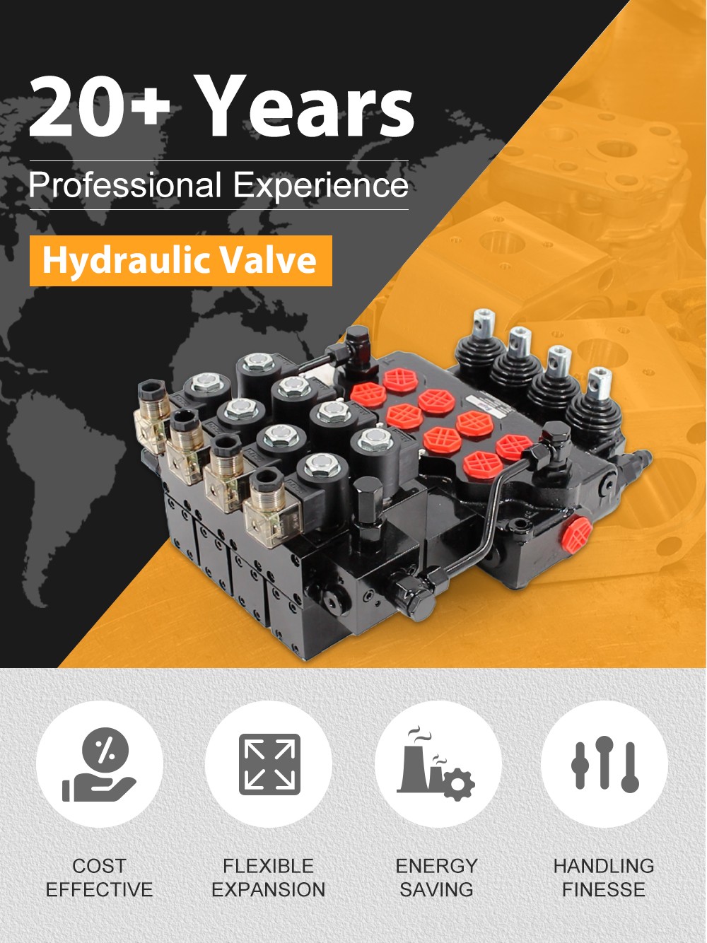 SD11-PG2 Electro-hydraulic 4 Spool Monoblock Directional Valve detailed image