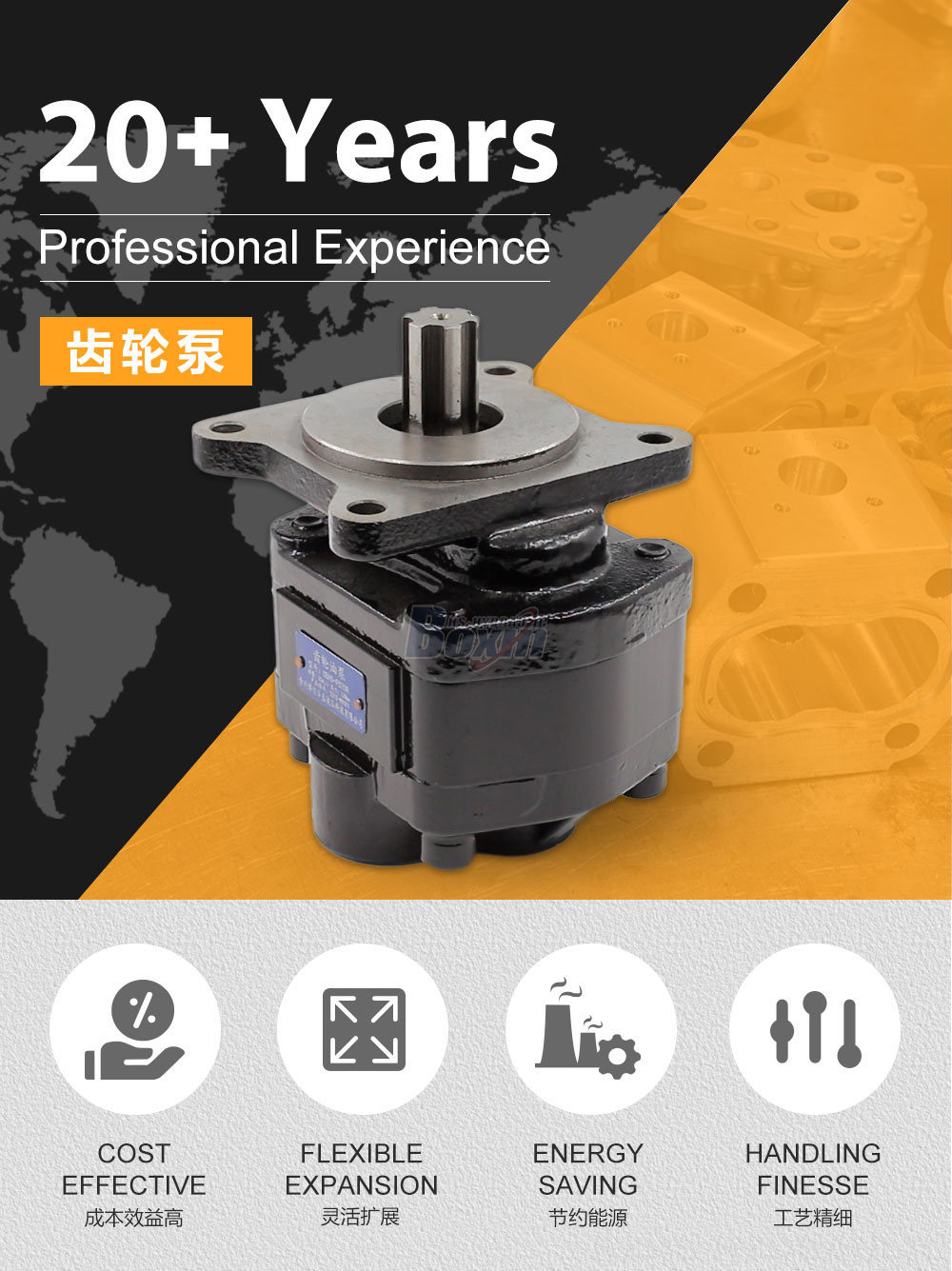 CBHS-F520R 20 毫升/转 20 MPa (2900 psi) 液压齿轮泵