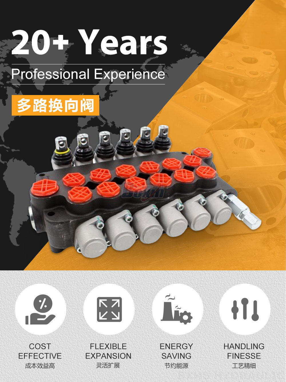 P80-G12-G34 Manual 6 Spool Monoblock Directional Valve | Manufacturer & Global Supplier